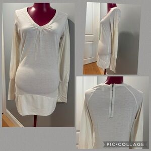 Elegant Cream V-Neck Women's Top size medium